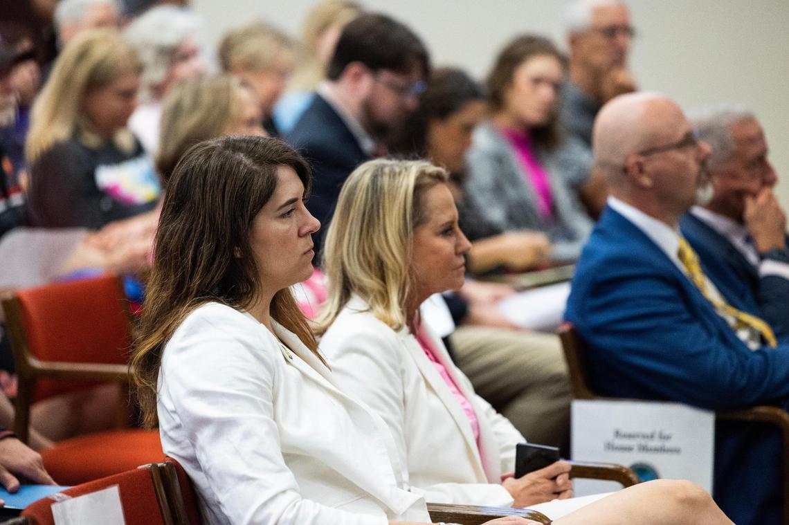 Representative Heather Bauer, D-Richland, listens to a House judiciary subcommittee hearing on a “heartbeat” abortion bill on Tuesday, May 9, 2023.