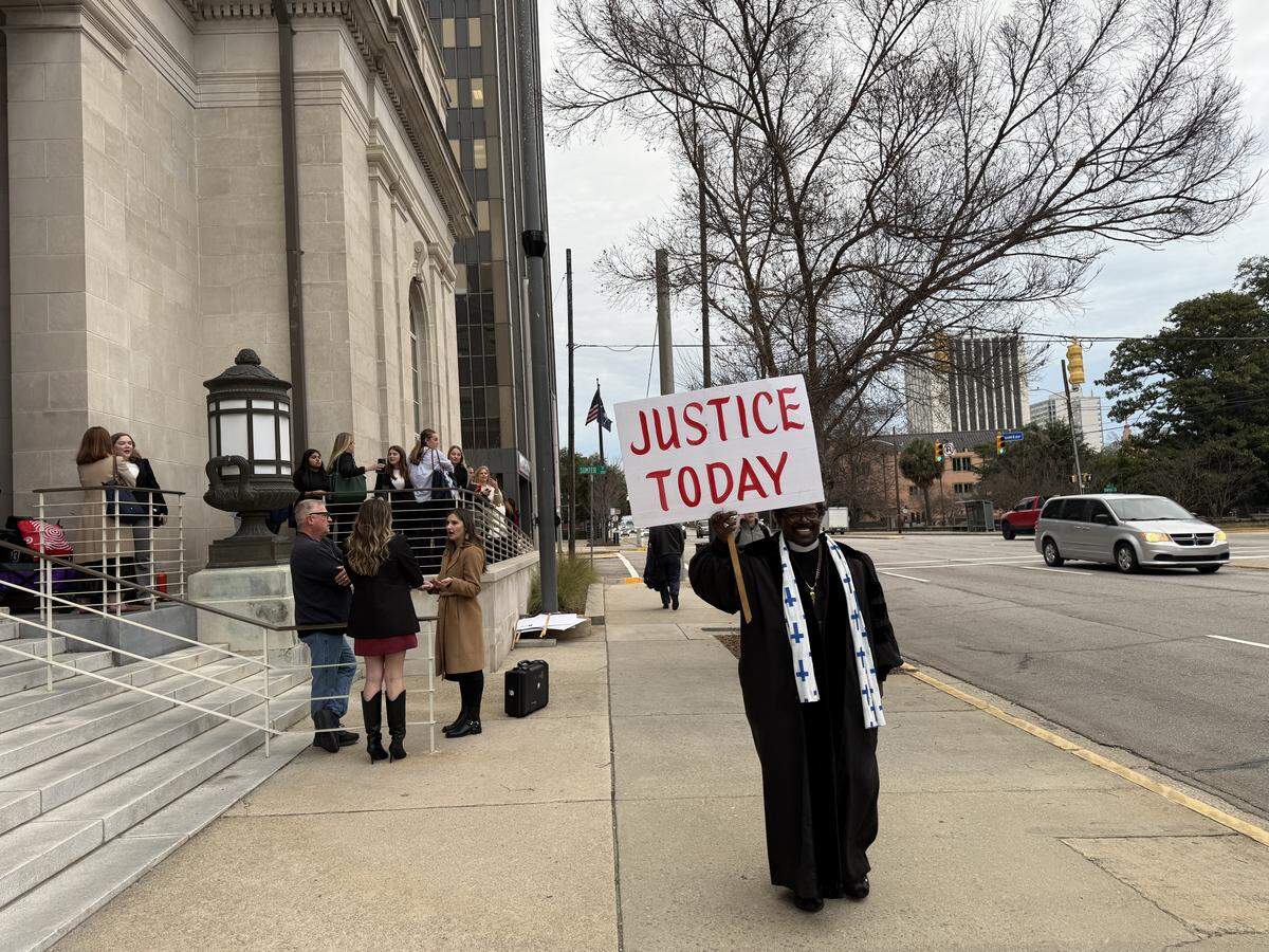 Pastor Raymond Johnson of Marion, who has appeared at many legal events during the years-long Murdaugh crime saga, appeared Wednesday outside the S.C. Supreme Court .