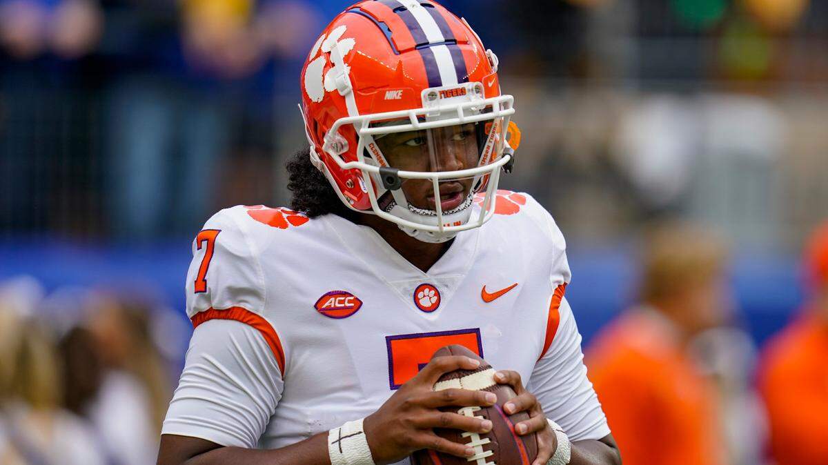 Clemson quarterback Taisun Phommachanh (7) plays against Pittsburgh during an NCAA college football game, Saturday, Oct. 23, 2021, in Pittsburgh. (AP Photo/Keith Srakocic)