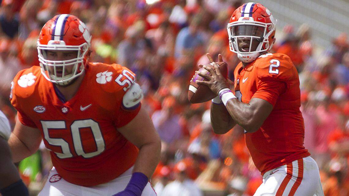 Clemson quarterback Kelly Bryant (right) missed the second half of Saturday’s game against Georgia Southern with an injury.
