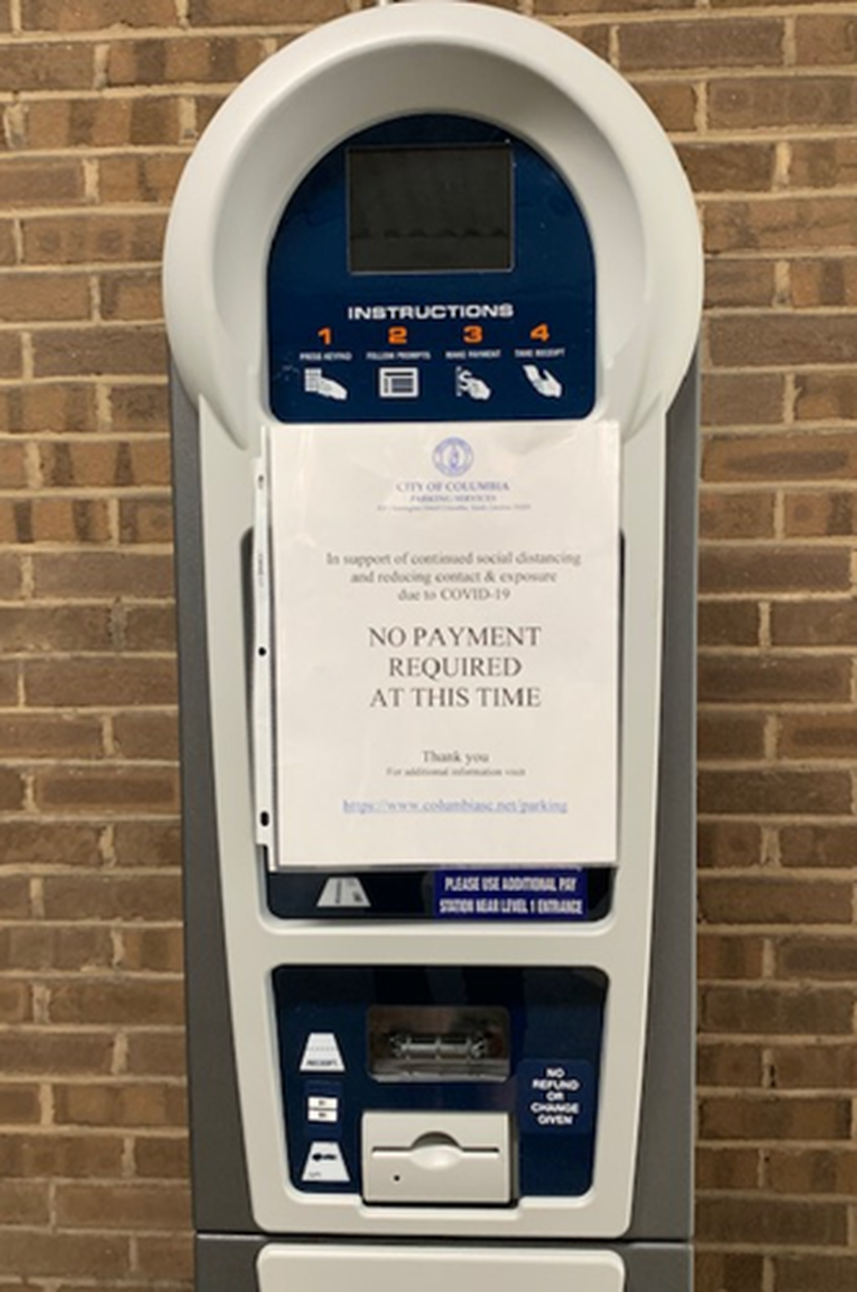 The City of Columbia will not require payments for parking meters and public garages to help social distancing because of the coronavirus.