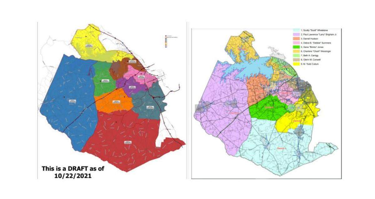 A comparison between the current and proposed Lexington County Council districts. The proposed district lines the county would use for the next 10 years are on the left. The current district lines are on the right.