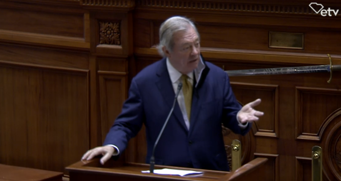 State Sen. Dick Harpootlian, D-Richland, makes a speech on the State Senate floor.