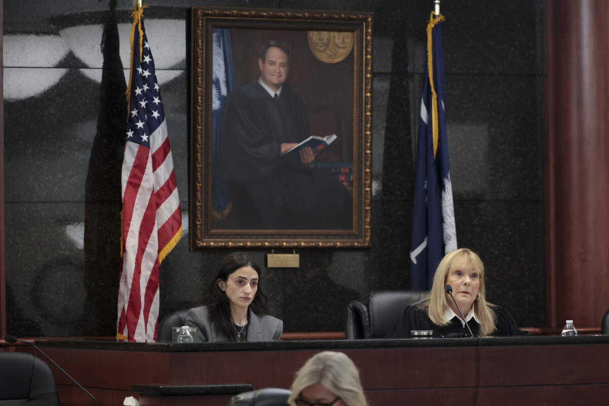 State Judge Debra McCaslin oversees a judicial hearing on Monday, June 29, 2026, at the Marc H. Westbrook Judicial Center in Lexington, South Carolina. Alex Murdaugh will be retried in the June 7, 2021, shooting deaths of his wife and son, after his original conviction was overturned due to jury tampering.