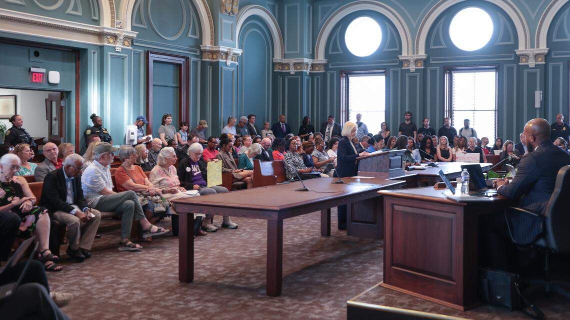 Advocates against repealing the city’s ban on conversion therapy filled the council chambers during a meeting of the Columbia City Council on Tuesday, June 17, 2025.