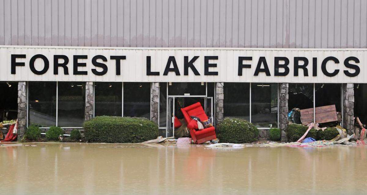 Flood damage in 2015 was severe to businesses like Forest Lake Fabrics in Columbia, S.C.