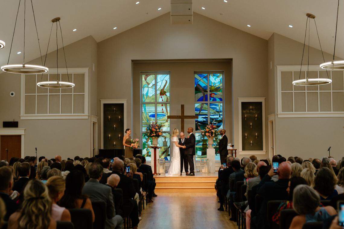 U.S. Senator Tim Scott marries interior designer Mindy Noce in a private ceremony at Seacoast Church in Mount Pleasant on August 3, 2024.