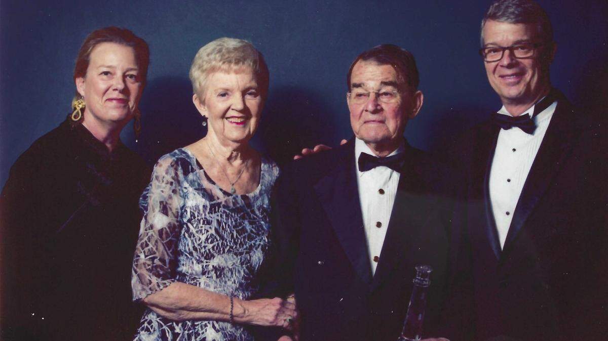 Dr. Tony Bush received the 2020 Lowcountry Lifetime Achievement Award from the Foundation for Leadership Education. He is shown holding it, alongside his wife Patricia Lubkin Bush, daughter Dolly Bush and son Clay Bush.