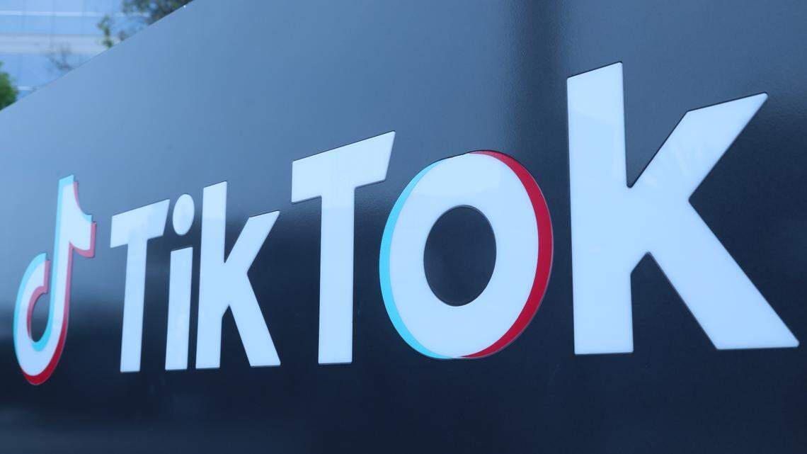 This file photo shows a logo of TikTok’s Los Angeles office in Culver City, California.