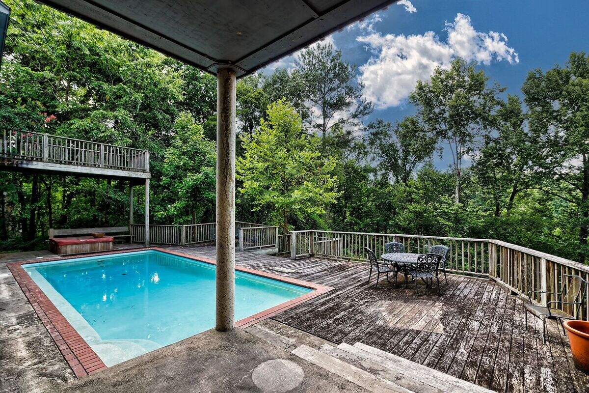A view of the pool behind a home for sale on Saluda River.