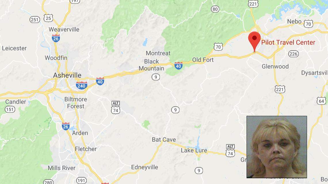 Kimberly Dawn Calloway, inset, led police on a 42.9-mile chase west on I-40 into Asheville.