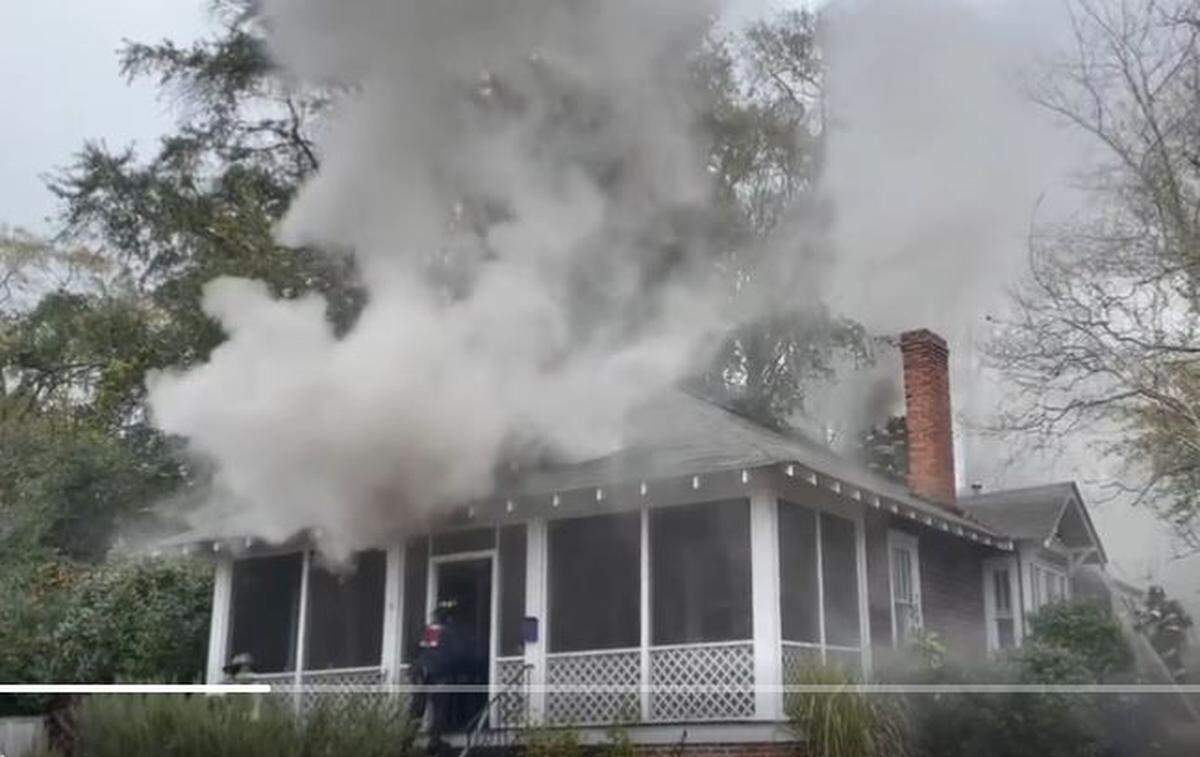 The Columbia Fire Department responds to a burning building.