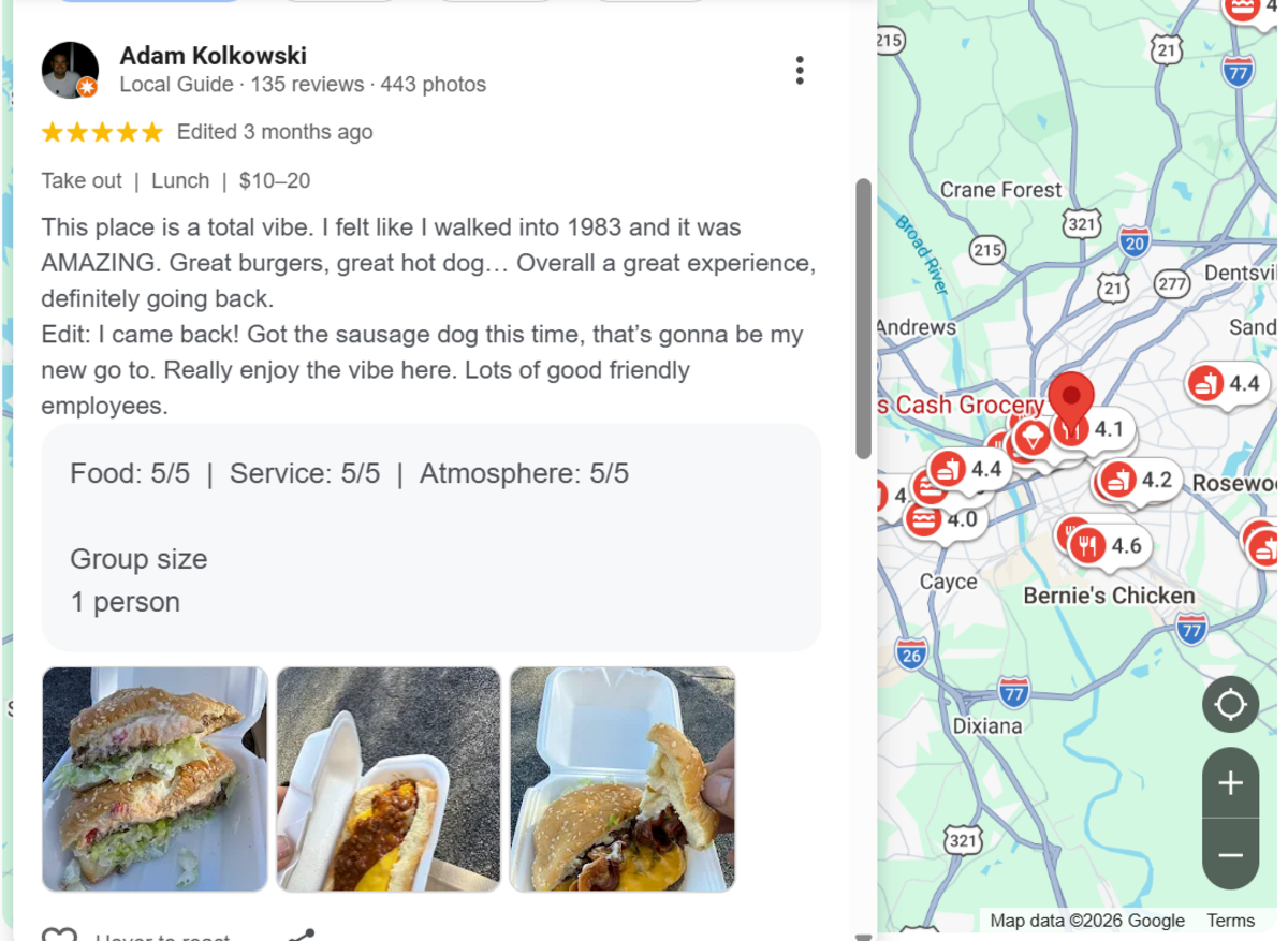 Google Maps review for Mack’s Cash Grocery on 1809 Laurel St