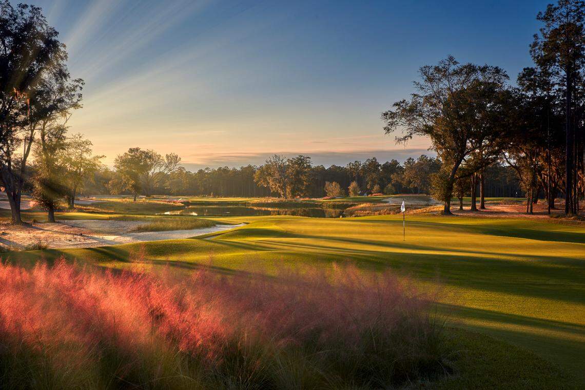 The view from behind the No. 3 green at the Congaree Golf Club in Ridgeland, South Carolina.
