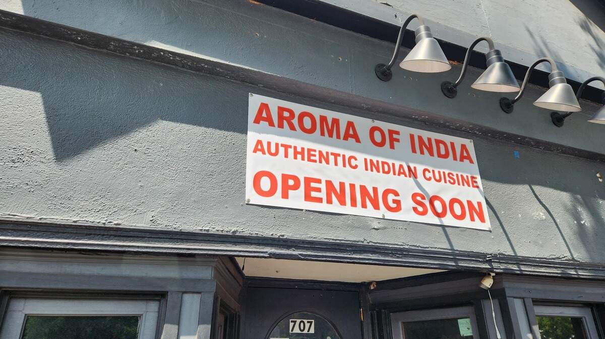 A sign touting an Indian restaurant called Aroma of India is up at 707 Harden St. in Columbia’s Five Points.