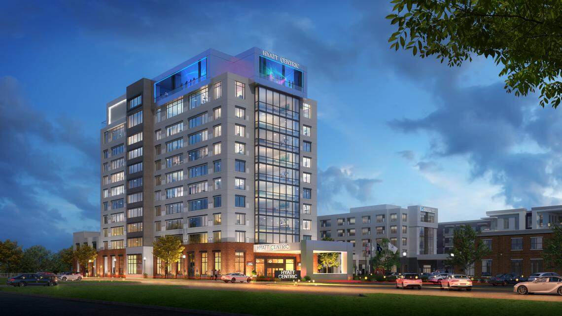 A rendering of a proposed 301-room Hyatt Centric/House hotel that could be built on Gervais and Wayne streets.