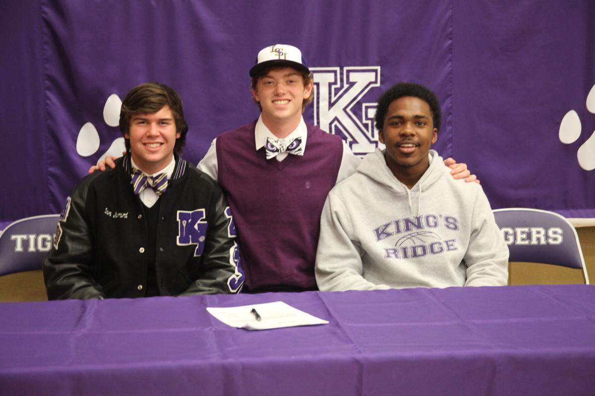 Grayson Byrd, middle, signed with LSU out of high school.