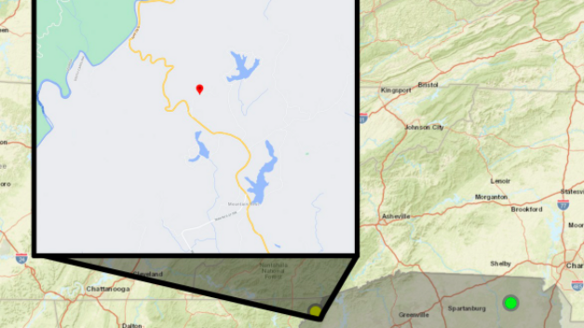 Location of the wildfire that broke out Wednesday, March 10, 2021, in the Sumter National Forest in Oconee County.