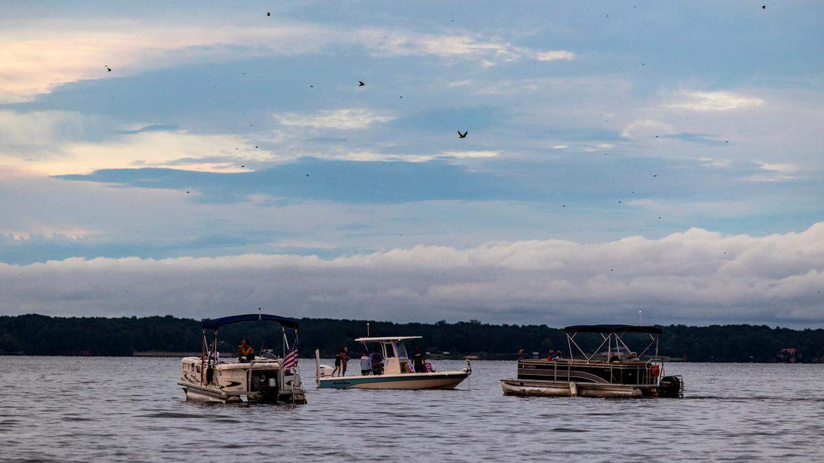 An image of boats on Lake Murray in Lexington County.