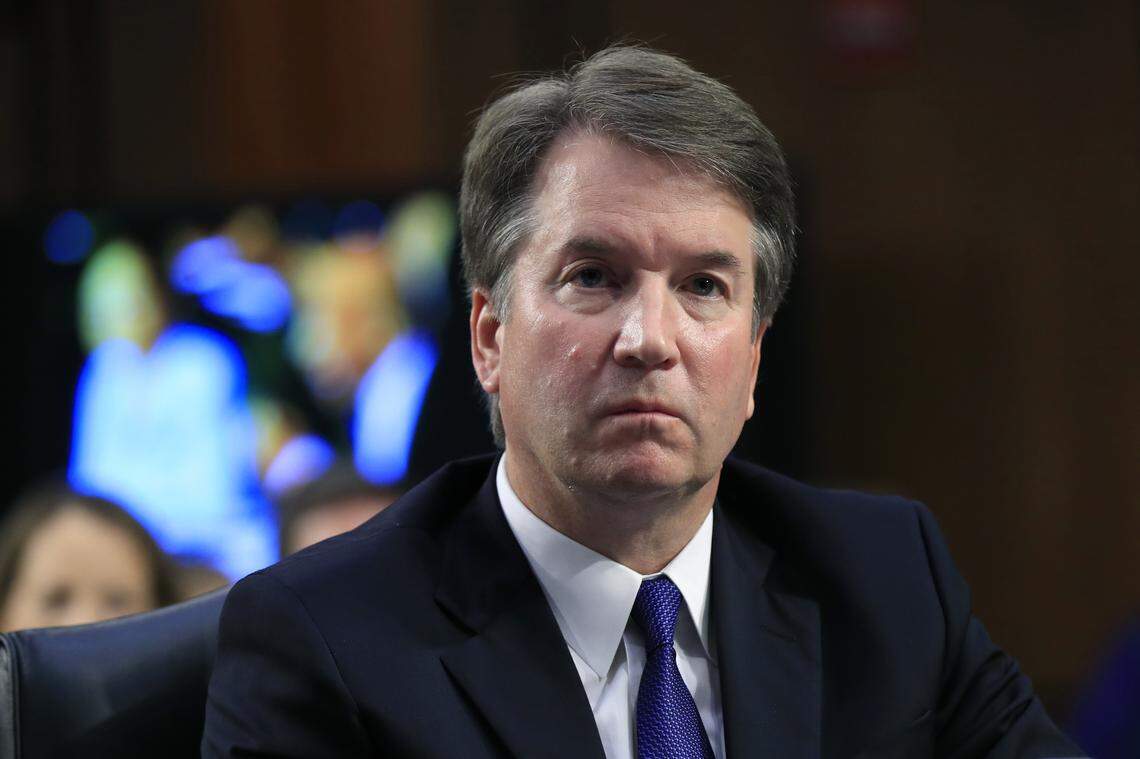 In this Sept. 4, 2018 photo, Supreme Court nominee Brett Kavanaugh, listens during a Senate Judiciary Committee nominations hearing on Capitol Hill in Washington.