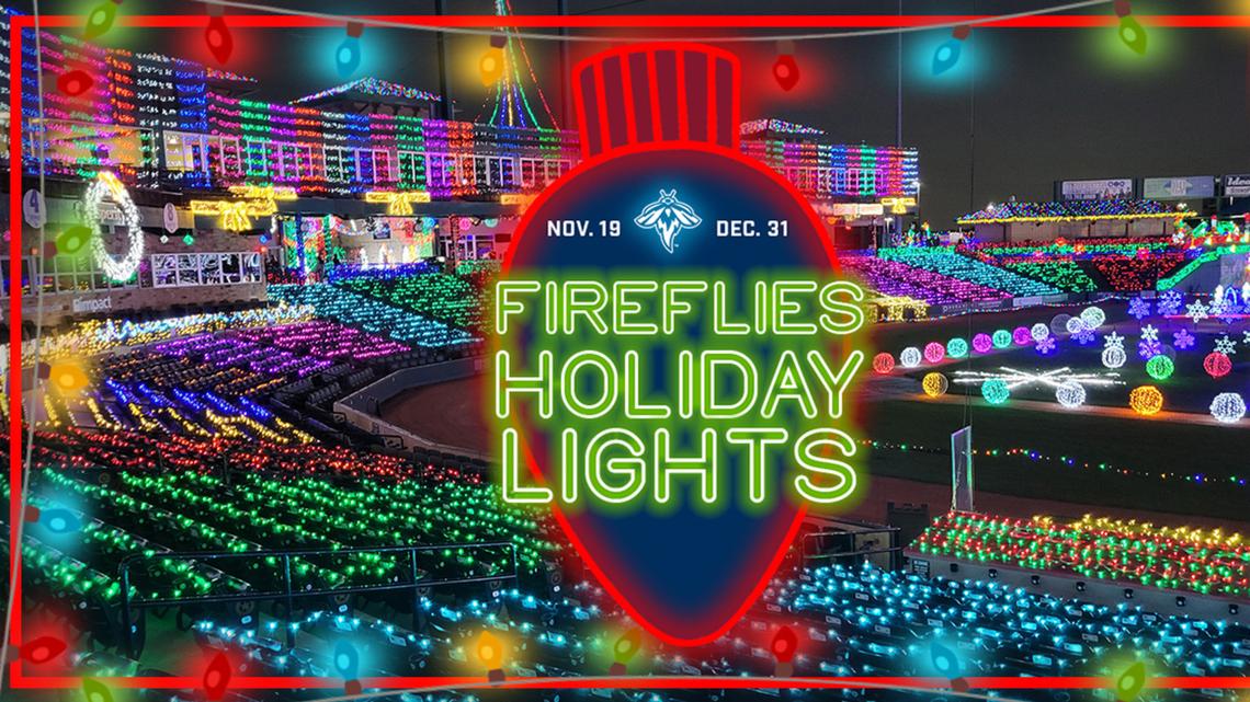 The Columbia Fireflies will hold the Fireflies Holiday Lights event Nov. 19 through Dec. 31 at Segra Park at the BullStreet District.