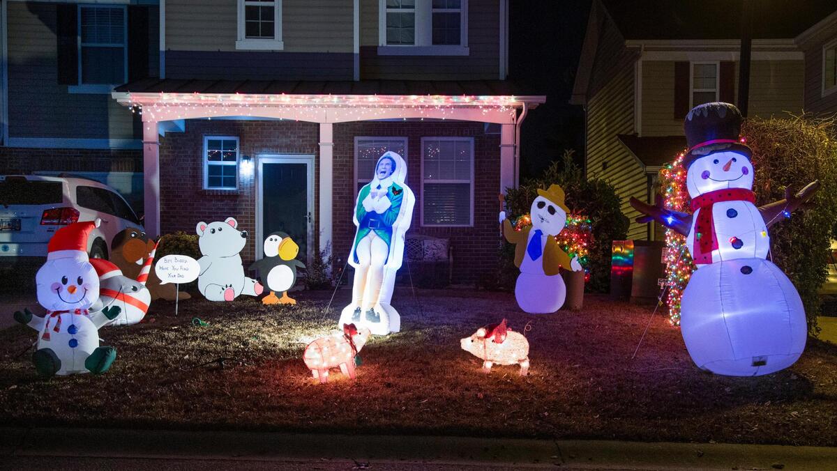 A “Elf” themed light display at a home on Spears Drive in Elgin, South Carolina on Tuesday, December 22, 2020.