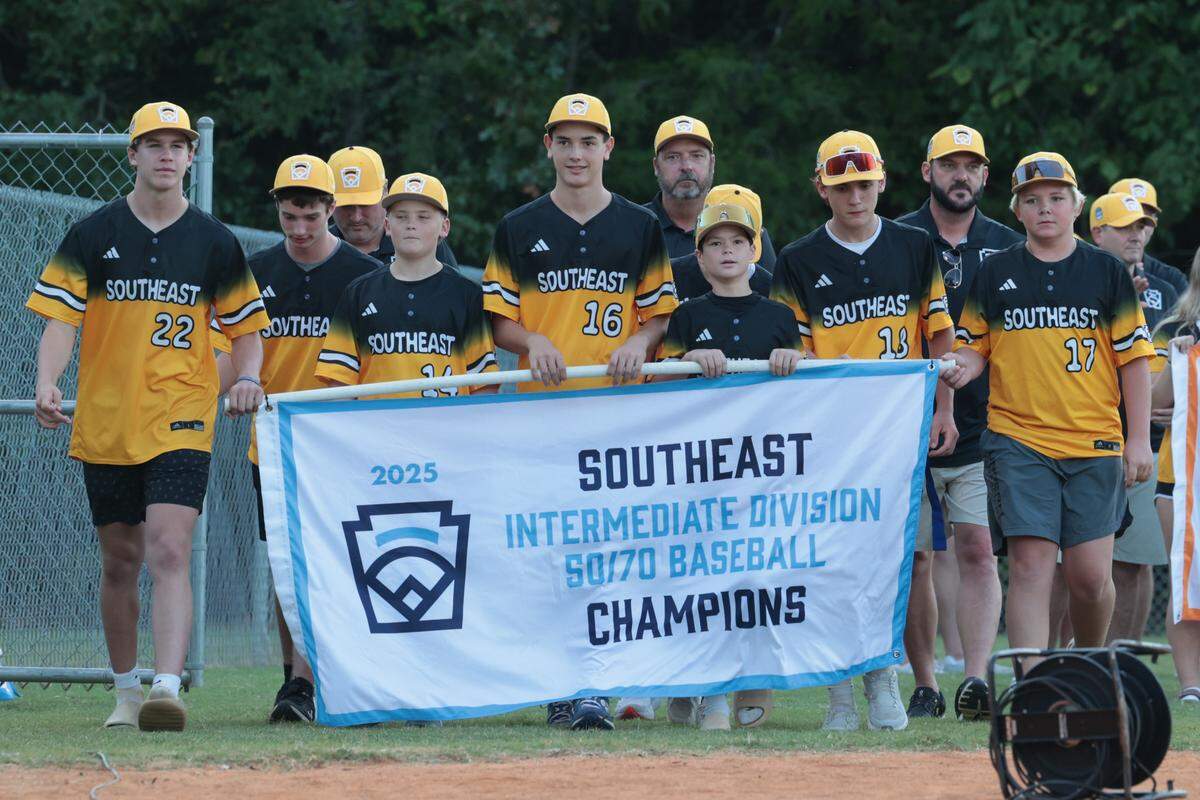 All of the Irmo Little League winning teams gather on the field to celebrate, winning state championships in five divisions of play and sending four teams to the Little League World Series on Wednesday, Sept. 3, 2025. The Intermediate Division.