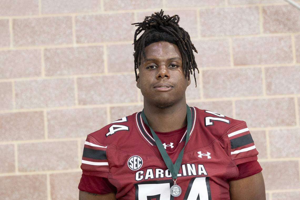 South Carolina football freshman Josiah Thompson (74) appears at the annual Pigskin Poets event held Friday, July 12, 2024 at Drew Wellness Center in Columbia.