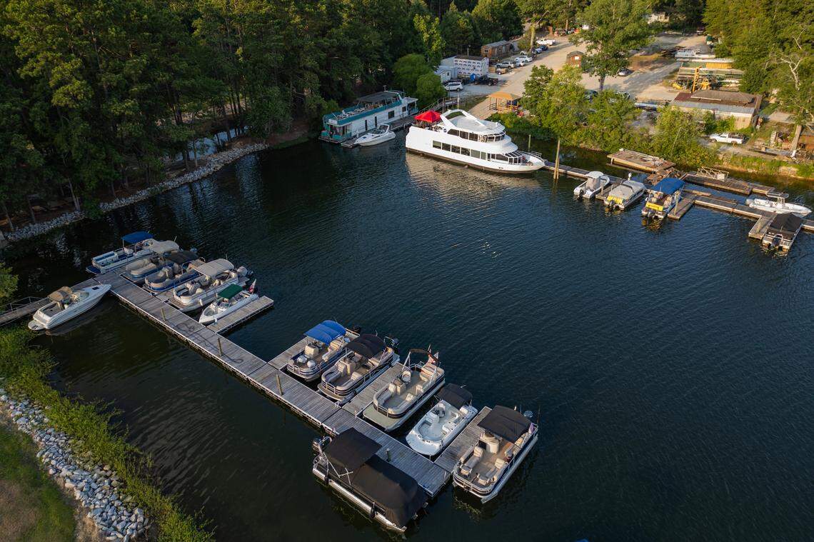 Shealy’s Landing, a dock and boat launch, and The Spirit of Lake Murray from the air on Wednesday, June 26, 2024.
