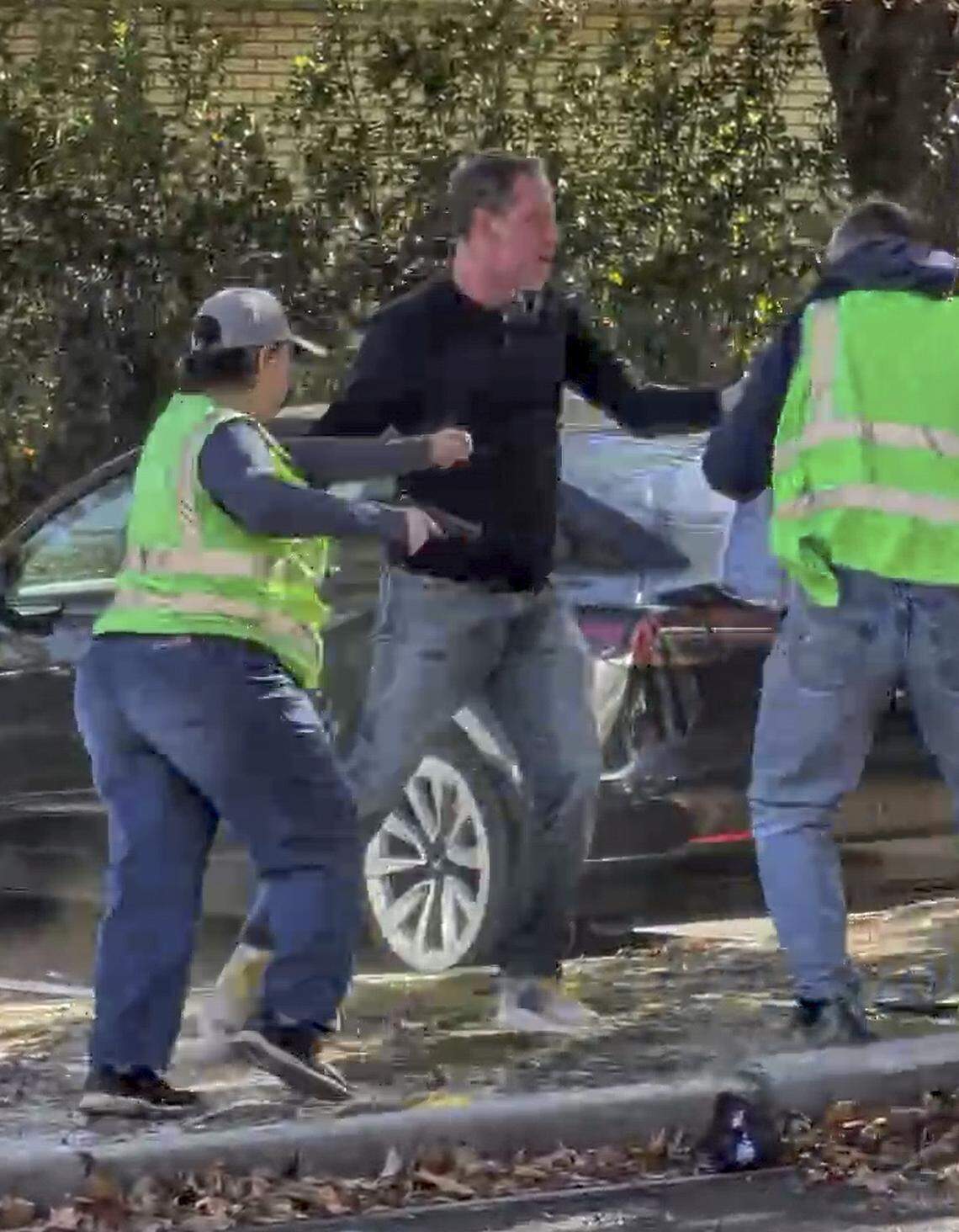 During an altercation near the Columbia Planned Parenthood, eyewitnesses identified Mark Baumgartner with A Moment of Hope, and another person with a gun, fights with a man. Baumgartner later shot the man, as seen in a video. Friday, Nov. 14, 2025.