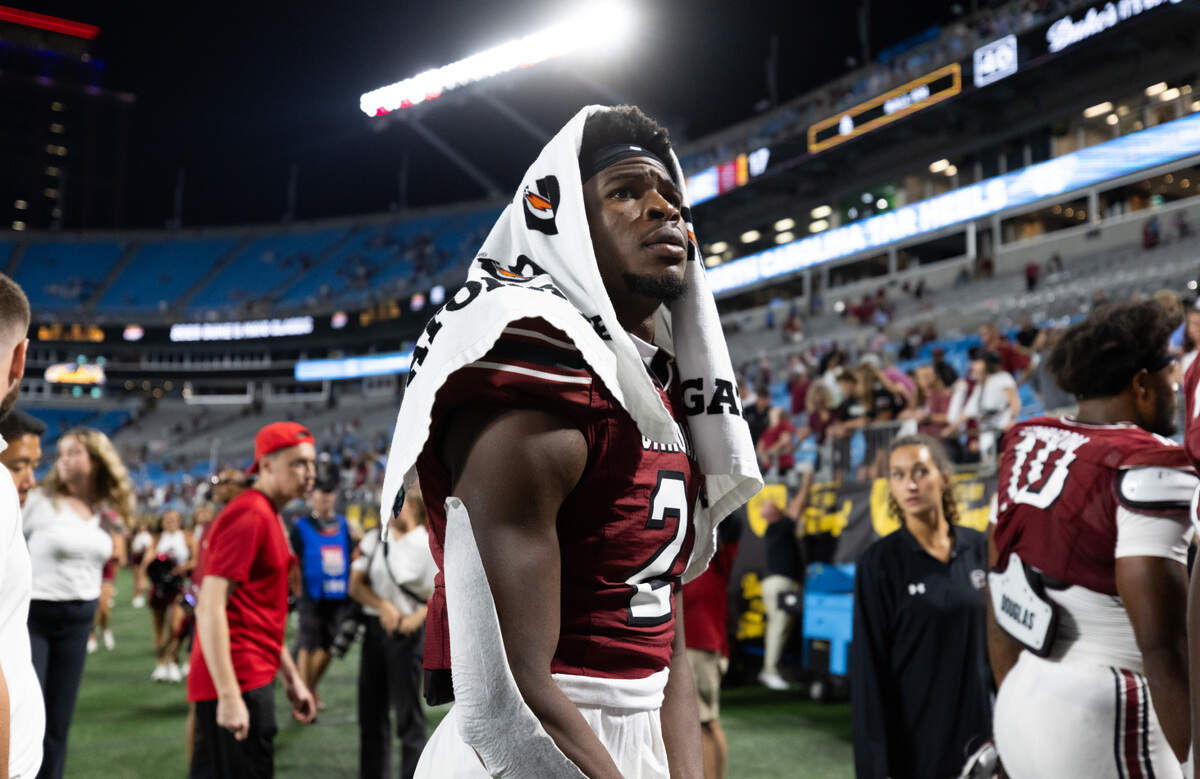 South Carolina defensive back Nick Emmanwori (21) walks off the field following the Gamecocks’ season opener against North Carolina at Bank of America Stadium in Charlotte on Saturday, September 2, 2023.