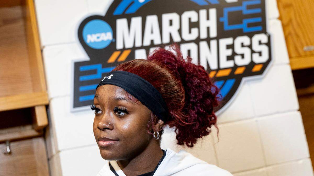 South Carolina’s Raven Johnson (25) has helped the Gamecocks to another perfect record and a spot in the 2024 Final Four.