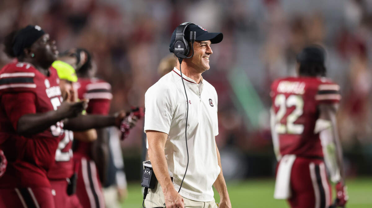South Carolina head coach Shane Beamer looks on during second half of the Gamecocks’ game against Coastal Carolina at Williams-Brice Stadium in Columbia on Saturday, November 22, 2025.