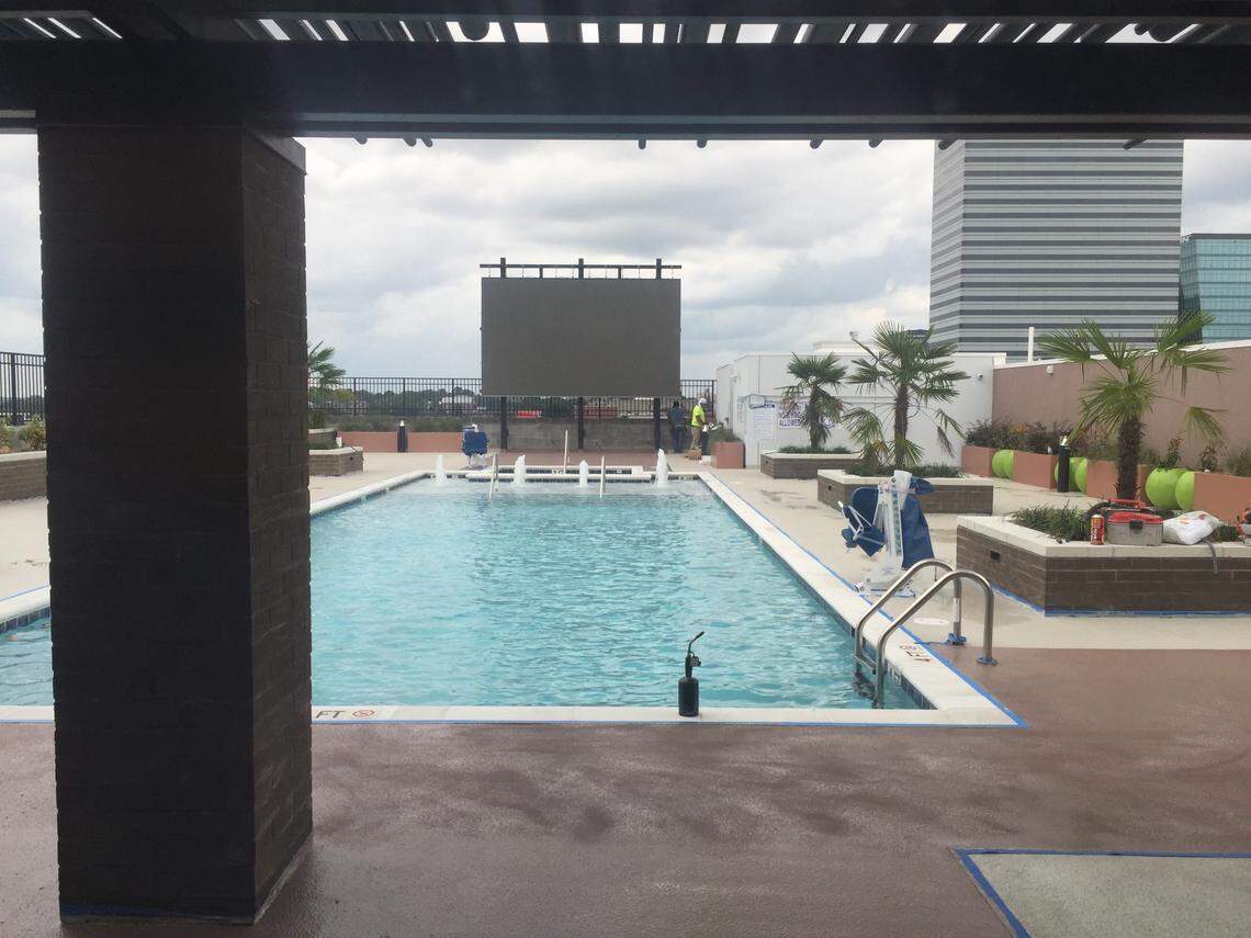The rooftop pool at Empire Columbia, a 688-bed luxury complex geared toward University of South Carolina students, is expected top be ready for move-in by August 10, developer Park7 said Tuesday.