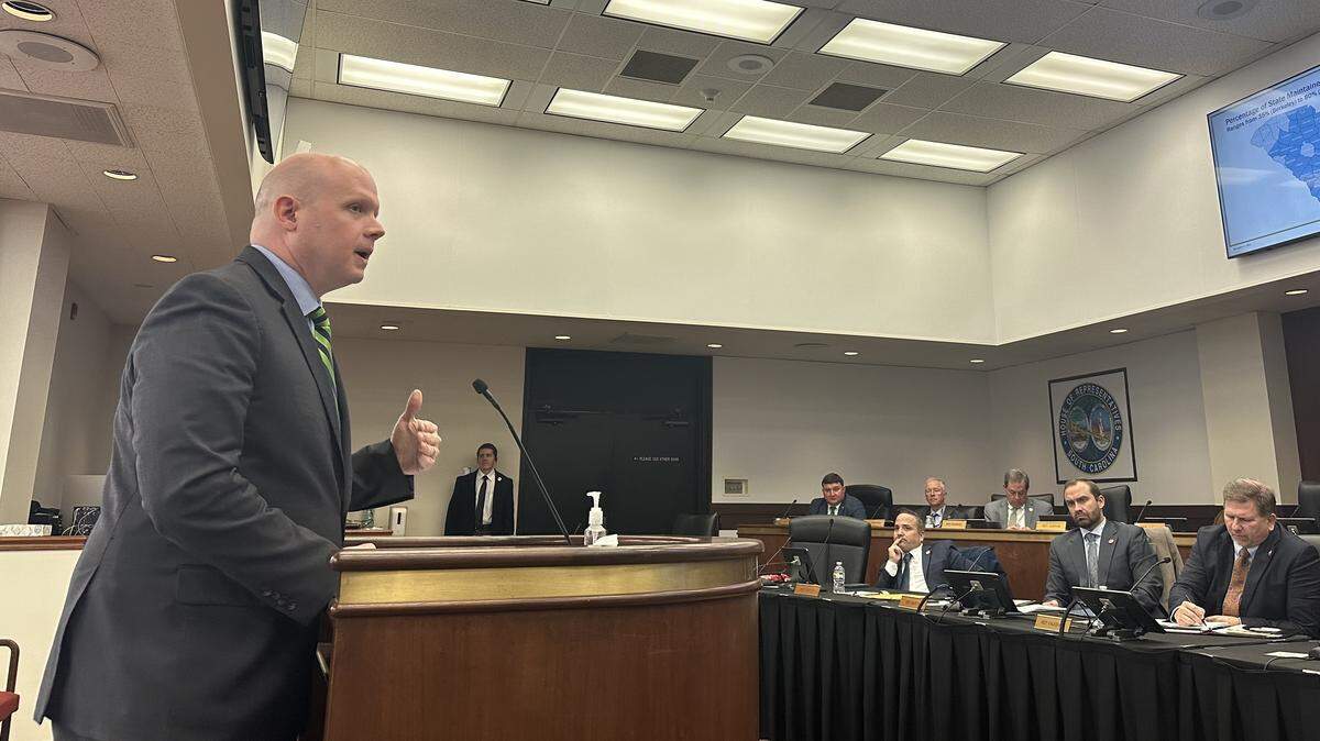 South Carolina Department of Transportation Secretary Justin Powell briefs a House ad hoc committee on funding challenges for infrastructure improvements on Dec. 2, 2025.
