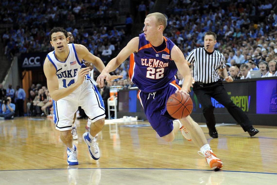 Terrence Oglesby (22) averaged 11.8 career points per game across two games and 66 seasons for Clemson and then-coach Oliver Purnell. It could’ve been more had he not left college to pursue an overseas career after his sophomore season, which he’s said for years was a ‘mistake.’