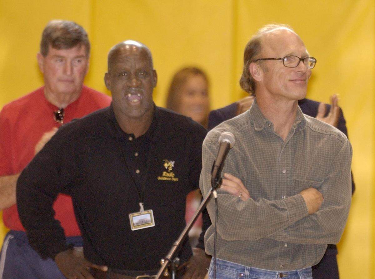 James Kennedy, better known to all at T.L. Hanna High School as”Radio,” is seen in this file photo with actor Ed Harris.