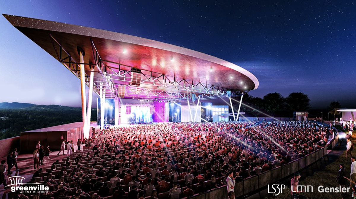Part of the Greenville Arena District’s master plan is an outdoor amphitheater shown in this rendering.