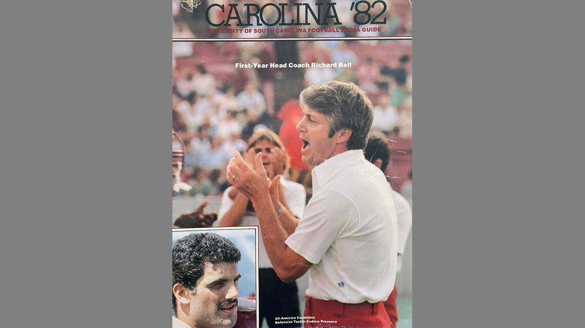 The cover of the 1982 South Carolina football media guide, Richard Bell’s lone season as head coach.
