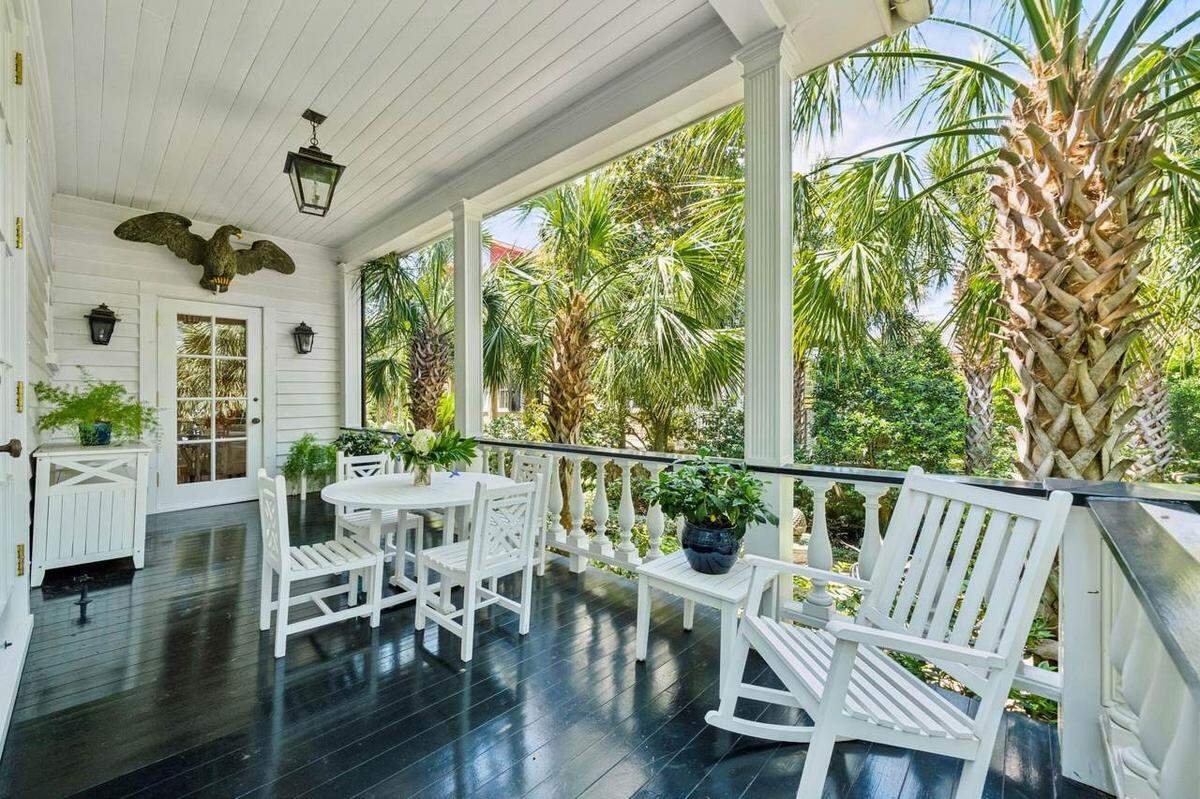 The porch of a $12.5 million Charleston home for sale.