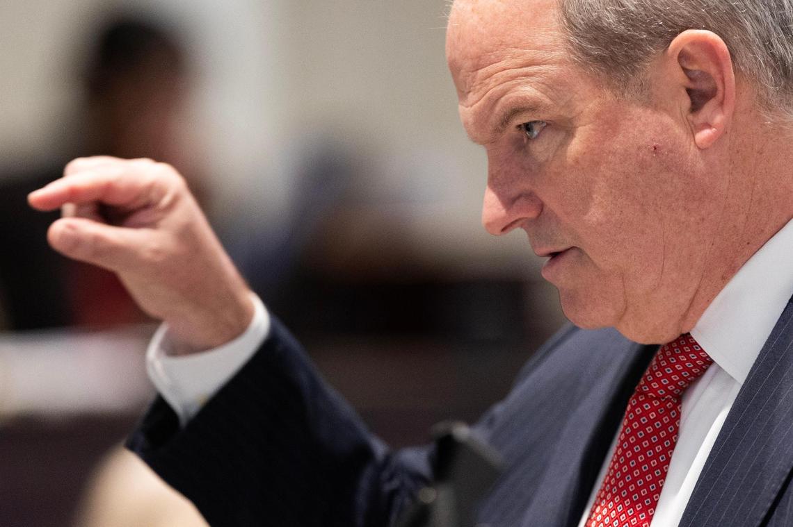 Defense attorney Jim Griffin gives his closing arguments in Alex Murdaugh’s trial for murder at the Colleton County Courthouse on Wednesday, March 1, 2023. Joshua Boucher/The State/Pool