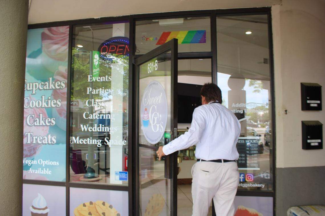 A customer walks into Sweet GG’s bakery, which recently opened in Columbia’s Five Points.