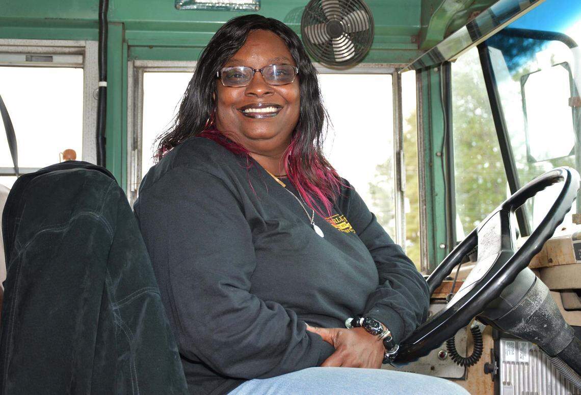 Bernadine Reed prepares to begin her afternoon route Jan. 23, 2019, a day after she saved 40 of her student bus riders after a collision. Reed returned to driving the same day with a new “replacement” bus.