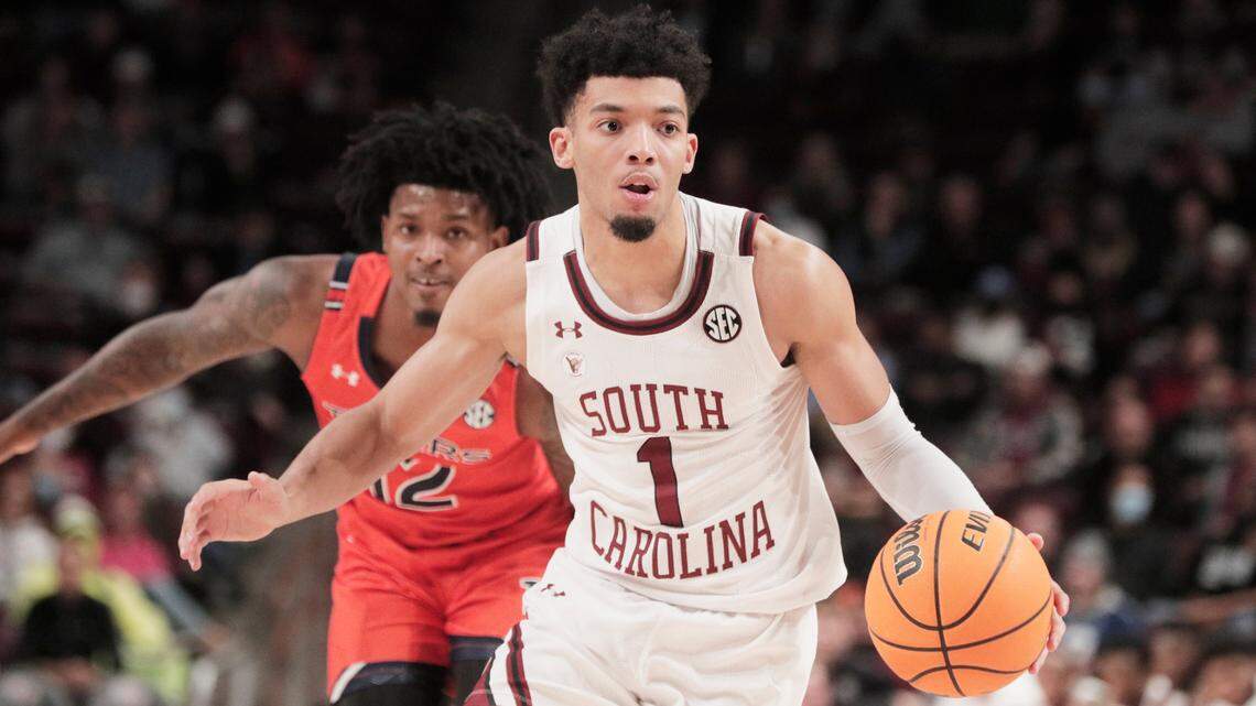 South Carolina’s Jacobi Wright 1 plays Auburn on Tuesday, January 4, 2023.