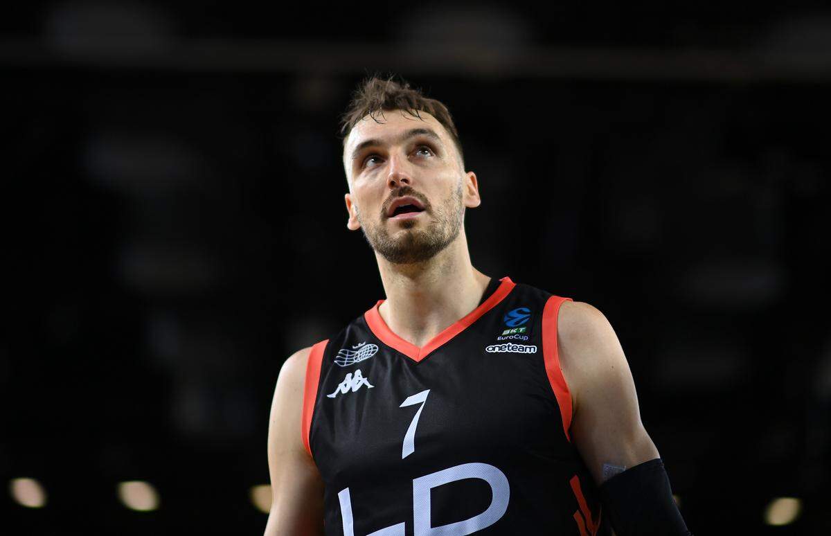 Sam Dekker of London Lions looks on during the Euro Cup Semi Final match between London Lions and Paris at Copper Box Arena on March 29, 2024 in London, England.
