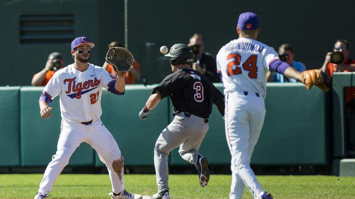 Chris Williams (left) hit a three-run homer for Clemson Thursday night against Miami.