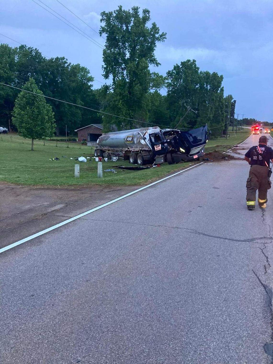 A tanker carrying 7,000 gallons of petroleum product crashed on a Midlands road.