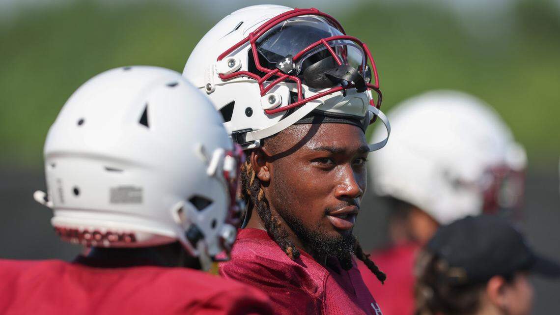 CJ Adams at a South Carolina practice in August