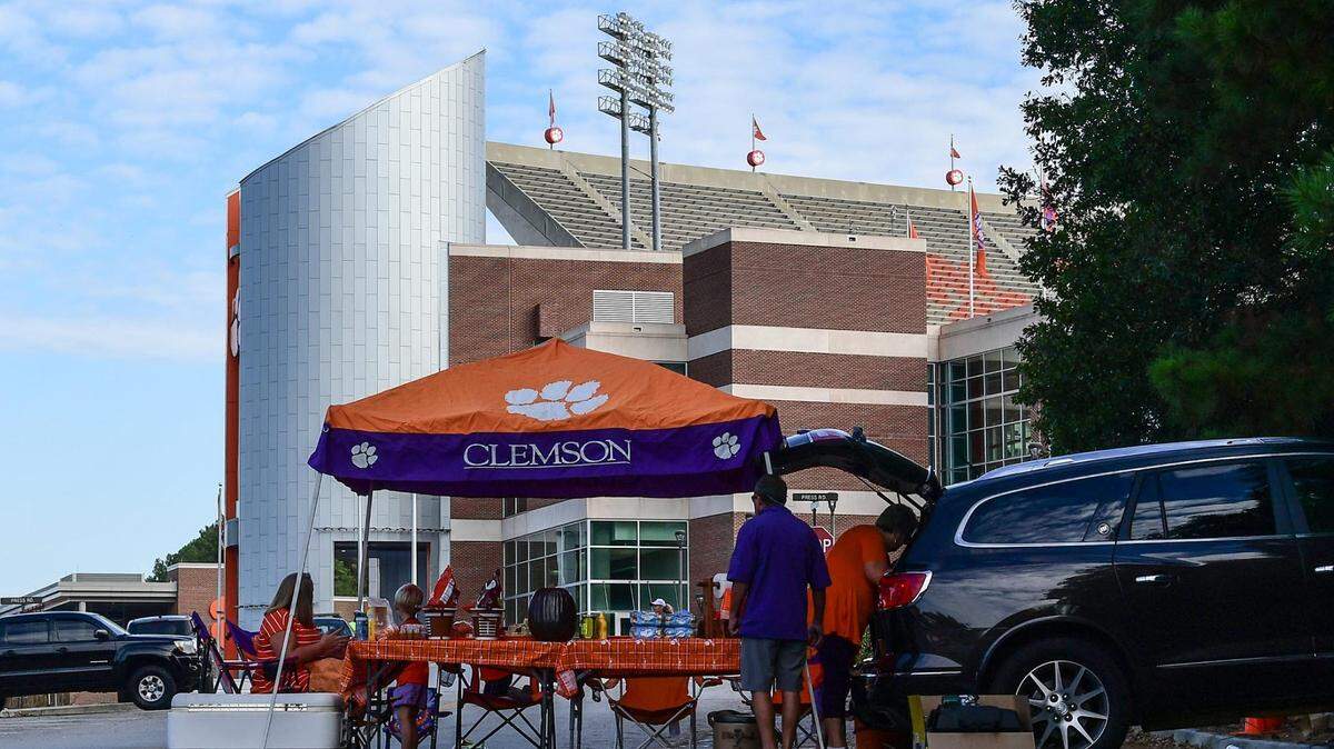 Clemson fans tailgate before a 2019 game at Memorial Stadium