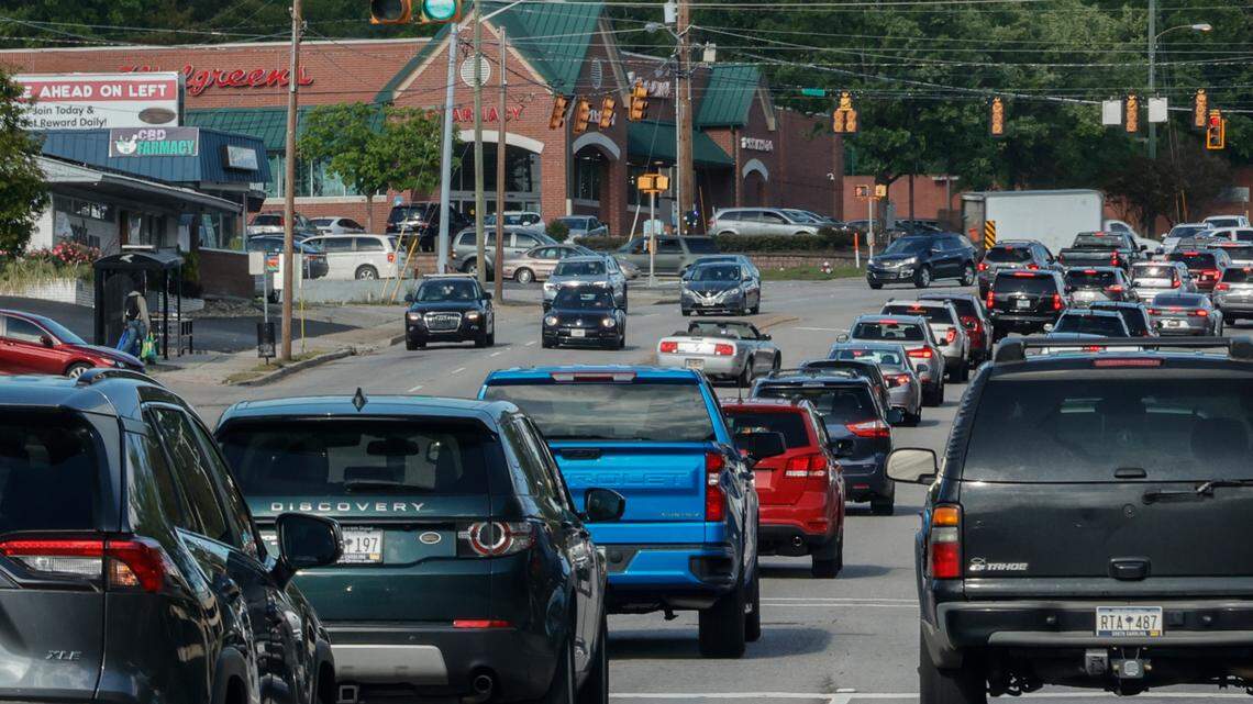 Traffic backs up during rush hour on Forest Drive near Beltline Boulevard.